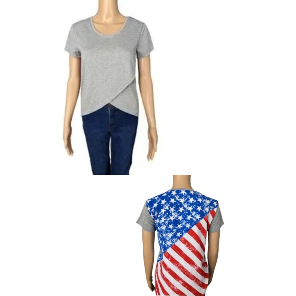 Marci Gray American Flag Top Junior Medium